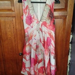Nwt Antik Batik Hibiscus Silk Sleeveless Dress M